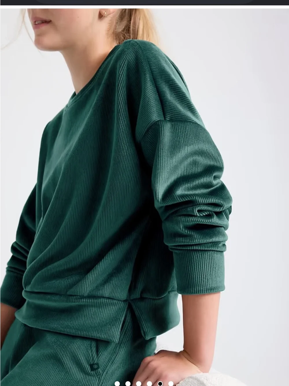 NWOT Athleta girl cozy rib crewneck in pine